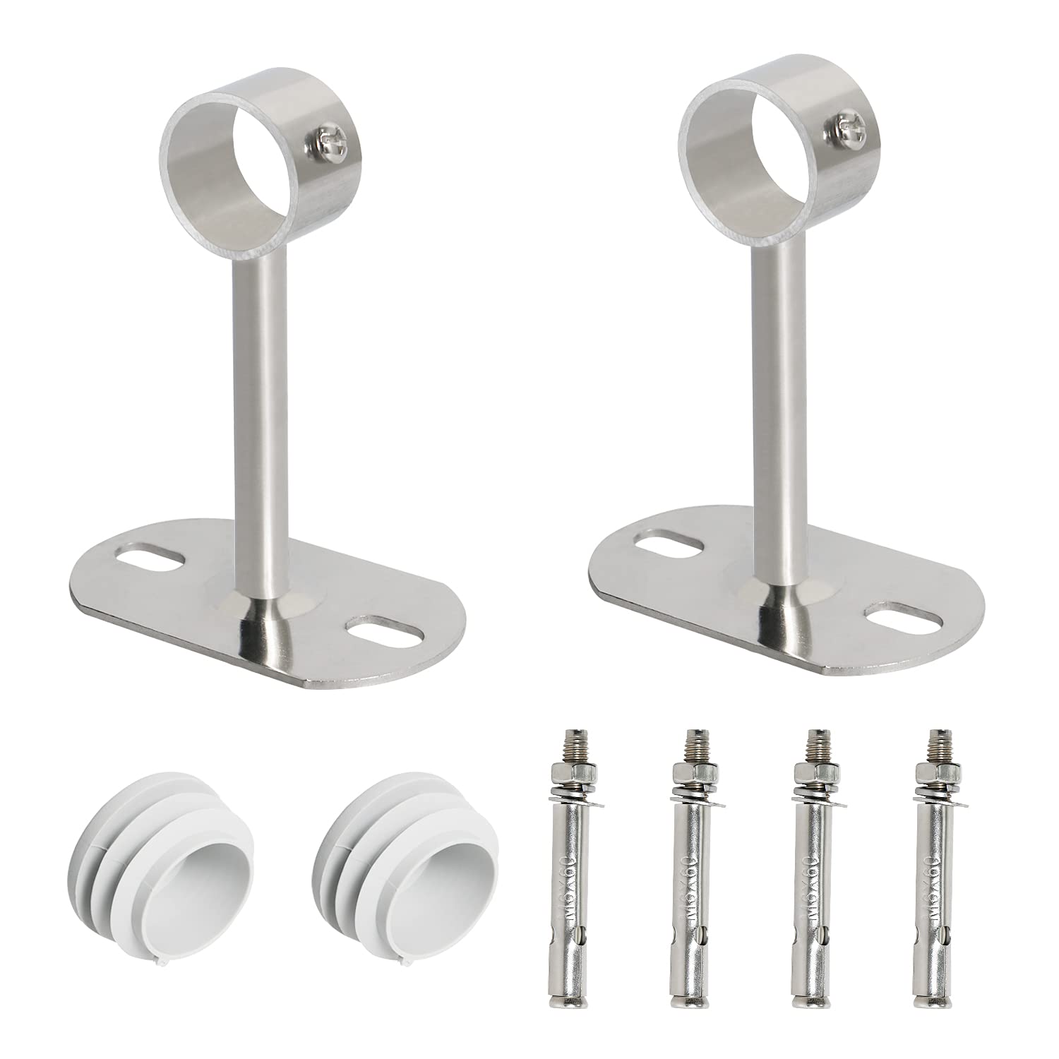 Aopin 2 pezzi foro tubo diametro 25 mm (1), lunghezza 200 mm, staffa di montaggio appendiabiti asta flangia presa, adatto per montaggio a soffitto o parete, staffa di montaggio corrimano