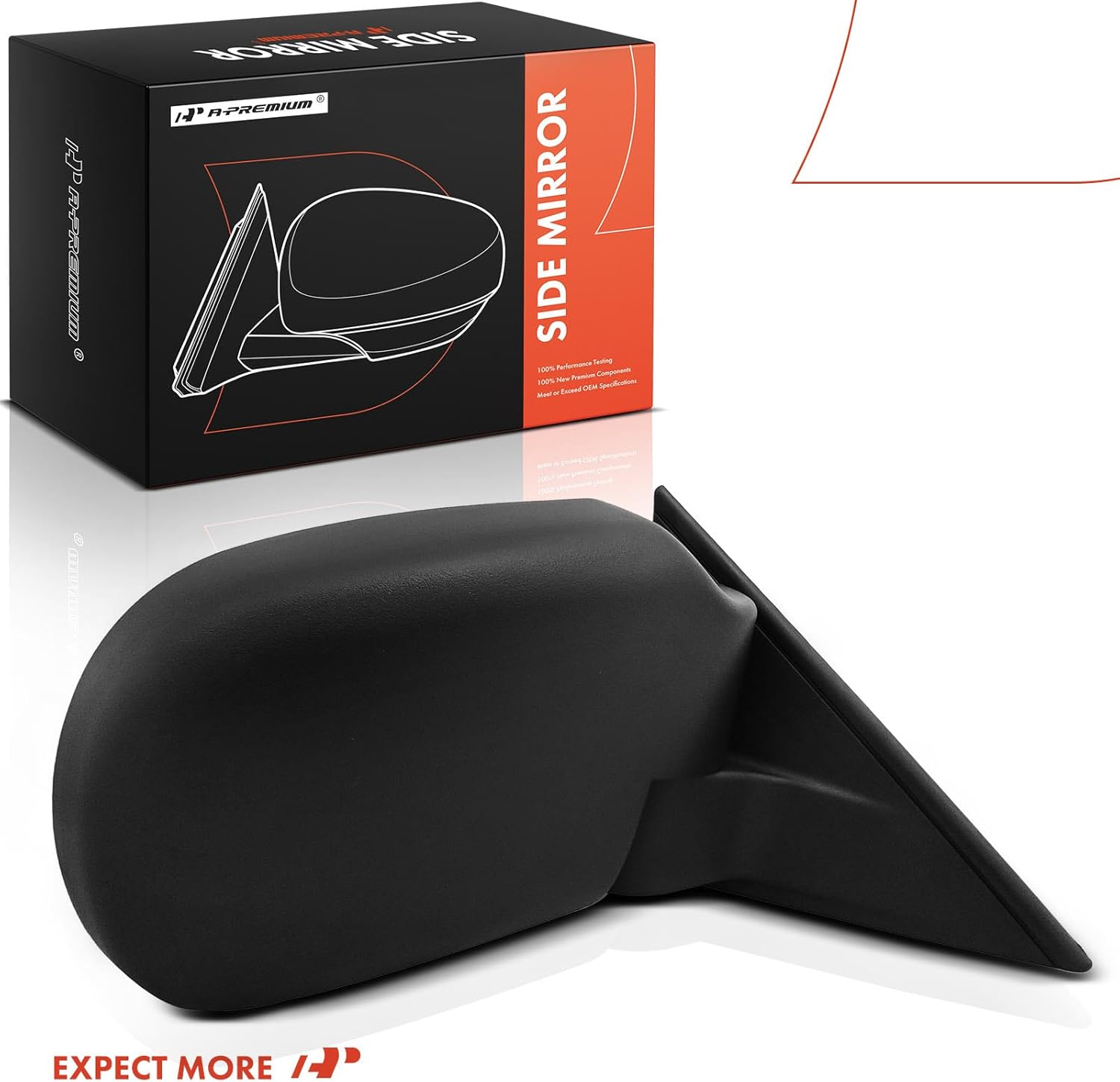 A-Premium Passenger Side Manual Door Mirror - Compatible with Chevrolet Blazer 1999-2005, S10 1998-2004 & GMC Jimmy 1999-2000, Sonoma 1998-2004 & Oldsmobile Bravada - Non-Heated Manual Folding