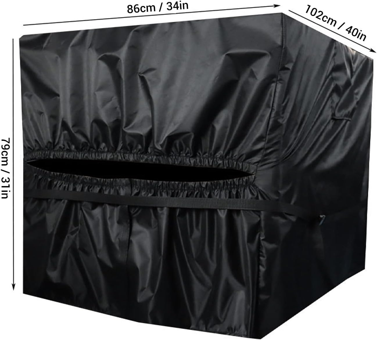 Pssopp Pool Heater Cover 420D Oxford Black Rectangular Spa Heater Pump Cover with Zip and Strap