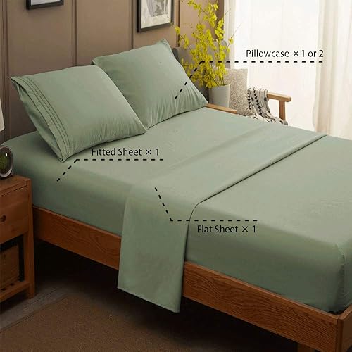 Miniatura 2 de SONORO KATE - Juego de sábanas de microfibra súper suave de 1800 hilos, lujosas sábanas egipcias de 18 de profundidad, para colchón alto,