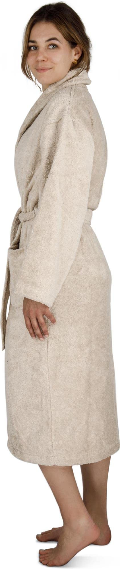 normani Damen und Herren Frottee Baumwoll Bademantel - Saunamantel aus extra dicker Baumwolle 450 g/m² - wadenlanger Morgenmantel
