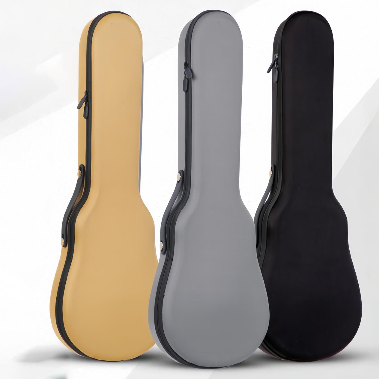 Ukulele Valise Rigide Sac Transport Étui Instrument Épaisseur 8mm Mousse EVA Tissu Tricoté Résistant Poignée Silicone Convient Au Rangement, Kaki