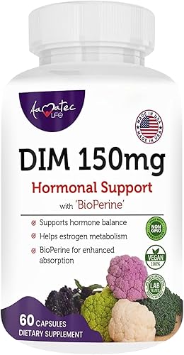 Womens DIM Complex 150mg - Bioperine Estrogen Balancing Pills for Menopause & Hot Flashes Relief Support Hormonal Acne Powerful Supplement - 60 Womens DIM Complex 150mg - Bioperine Estrogen Balancing Pills for Menopause & Hot Flashes Relief Support Hormonal Acne Powerful Supplement - 60