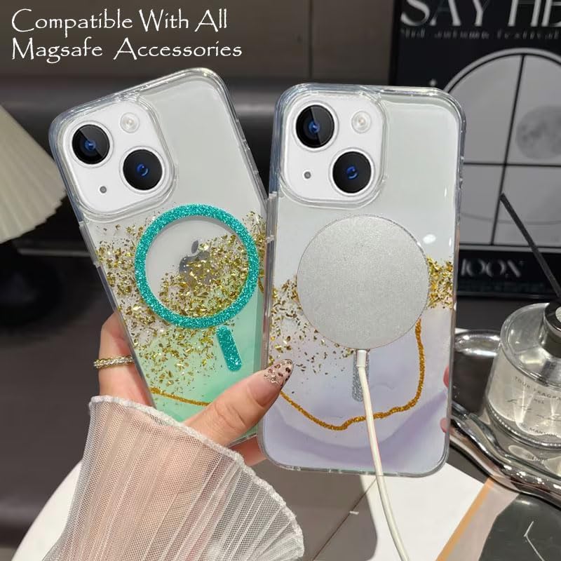 Image of mobistyle Compatible with iPhone 15 Plus | Magentic Glitter Gradian Elegant | Camera Lens Protection Back Cover Case for Women Girls iPhone 15 Plus (Grey)