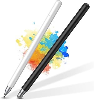 Stylus Pens for Touch Screens(2 Pcs), Capacitive 2 in 1 High Sensitivity & Precision Stylus Pen for iPad, Universal Tip Stylus Compatible with iPhone and All Touch Screens (Black/White)
