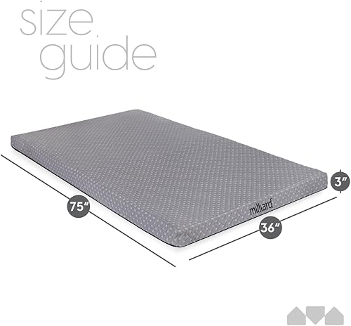 Miniatura 2 de Milliard Colchón de campamento, tapete enrollable de espuma viscoelástica portátil para viajes o hogar con funda lavable e impermeable + funda de