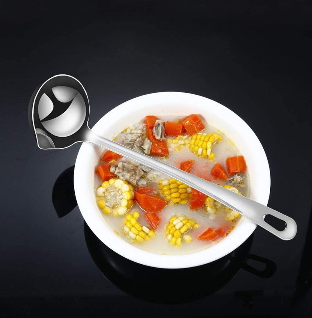 NILKANTH® - Stainless Steel Oil Soup Separator Spoon, Oil Filter Spoon, Cooking Spoon Oil-Separated Spoon with Long Handle, Grease Filter Spoon for Home Kitchen Hot Pot Fat Skimmer (Pcs 2) Silver 4