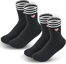 Hopton Women's Tennis Socks 35-43.2 Pairs Heart Sports Socks Cycling Socks Cotton Socks with Heart Motif, Cute Funny Socks for Festivals Anniversary Gift