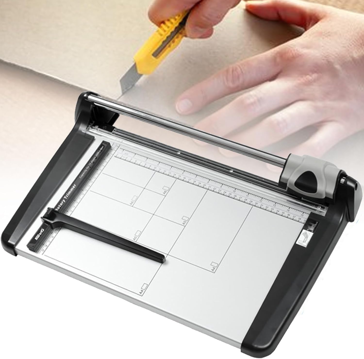 Recortadora de Papel rotativa con guía de cuadrícula para un Corte preciso de Fotos y películas.