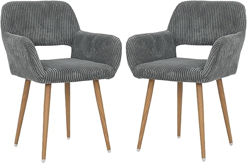 Miniatura 26 de KCC Silla de escritorio peluda, silla de piel sintética moderna de mediados de siglo para niñas adolescentes, cómodo sillón con patas de metal