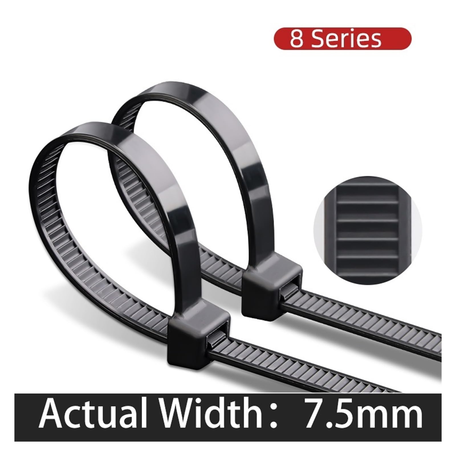 Fascette per Cavi Fascette in Nylon for Cavi, Fili in plastica, Cinghia Fissa, Bianco/Nero, autobloccanti, Resistenti alla trazione(8x500 Black)
