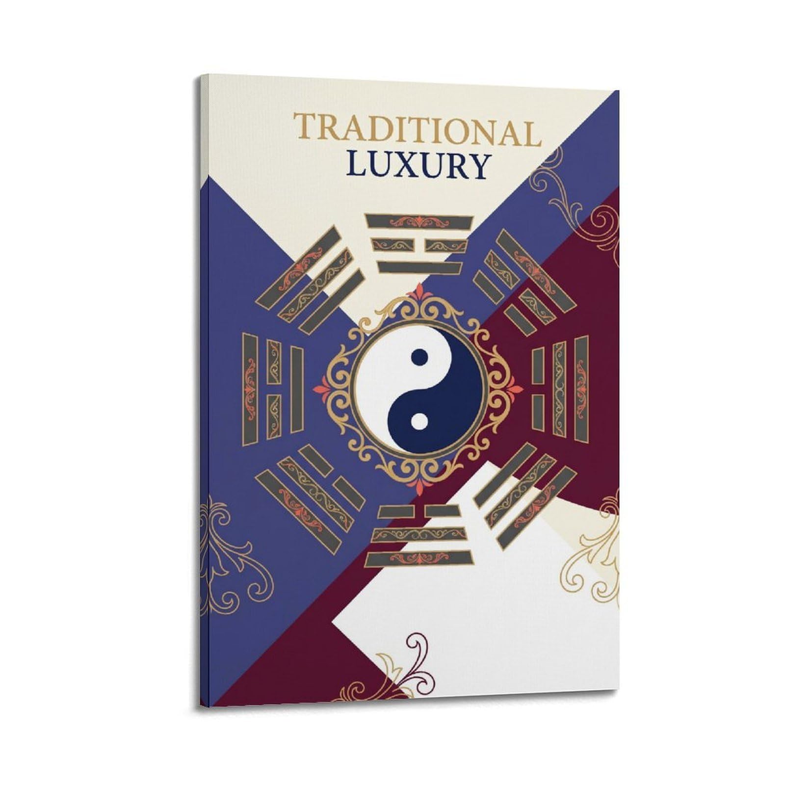 OKNGB China Tai Chi Yin Yang Bagua Healing Meditation Poster Decorative Painting Canvas Art Picture 24x36inch(60x90cm)