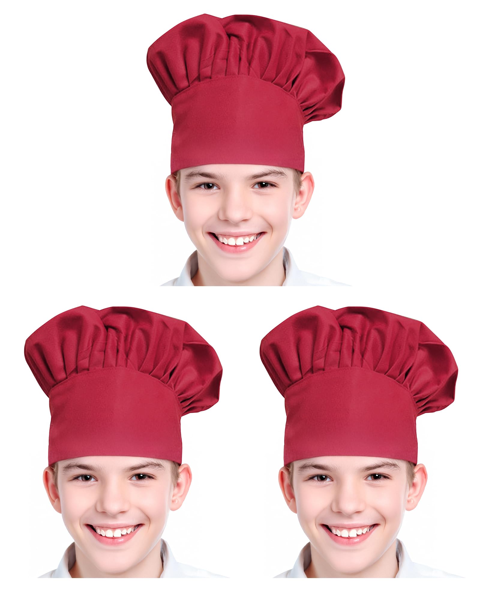 Xeoxarel Kids Chef Hat, Adjustable Elastic Unisex Baker Kitchen Cooking Cap for Children Boys and Girls