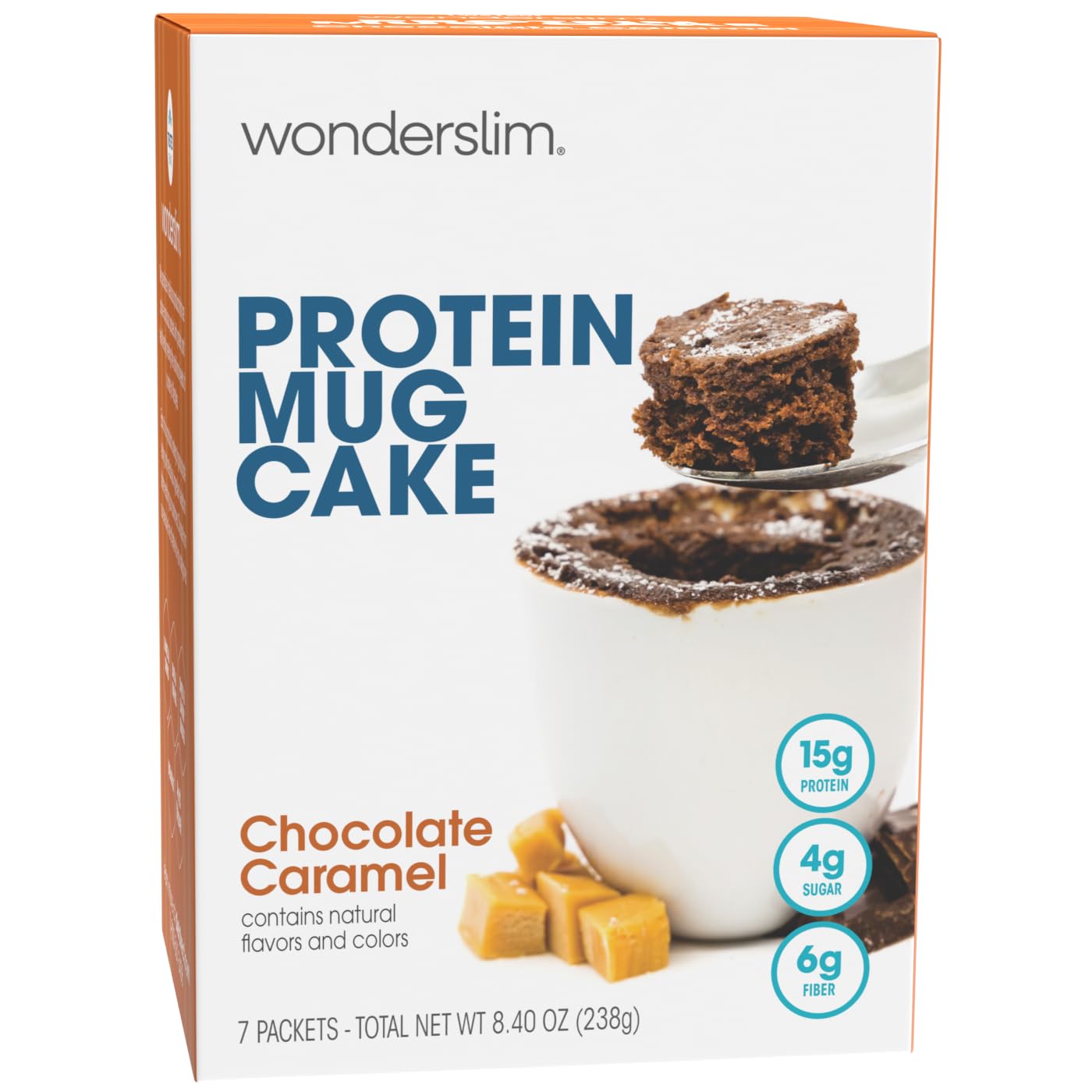 WonderSlim Protein Mug Cake, Chocolate Caramel, 6g Fiber, Low Sugar, Gluten Free (7ct)