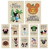 D1resion 12Pcs Seasonal Garden Flag Set Cartoon Mouse Burlap Yard Flags Double Sided Print House Fla