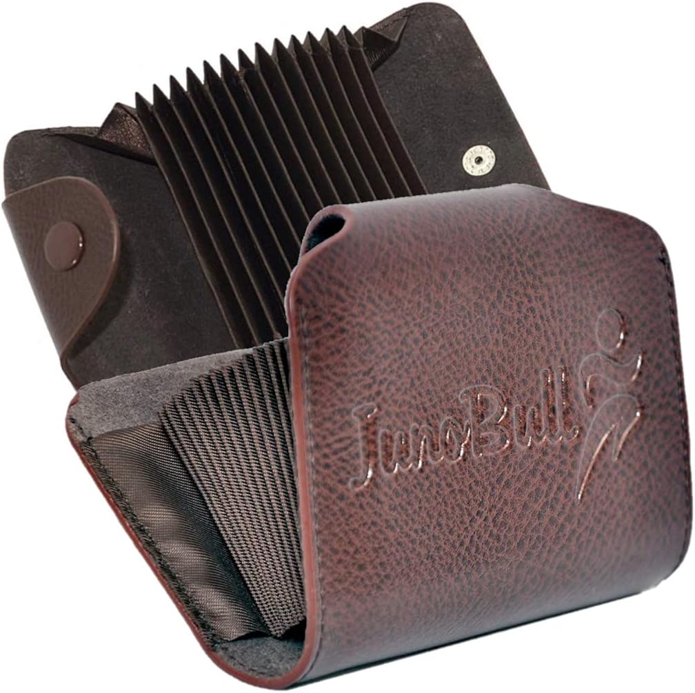 JunoBull Genuine Leather 13 Slots Credit, ATM, Debit Card case Cover Holder Wallet for Men & Women Holders Wallets - Coffee Brown