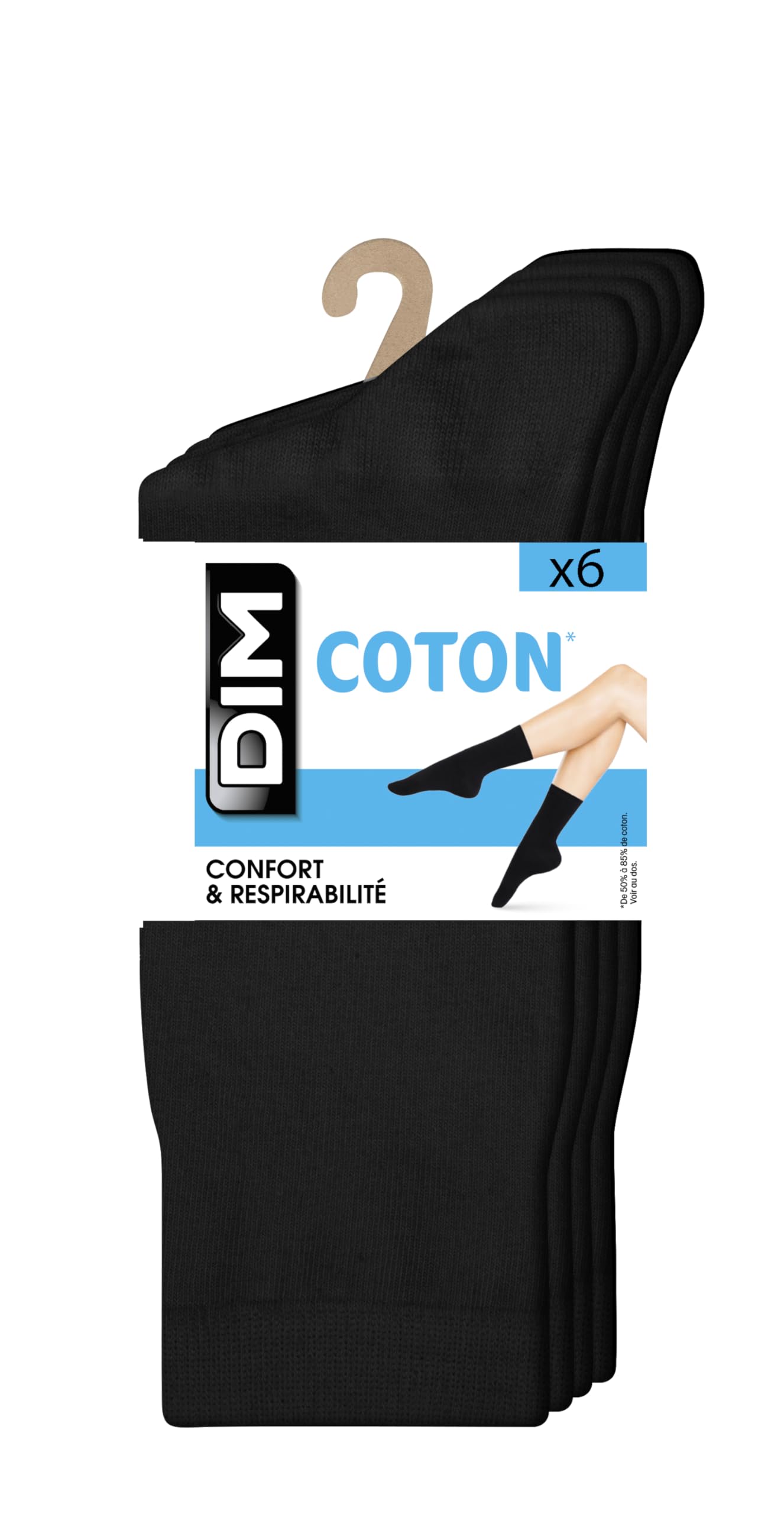 Dim Chaussettes Femme Coton Résistant Talon/Pointe Renforcés x6