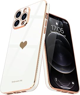 Teageo Hülle für iPhone 12 Pro Stoßfest Frau Herzmuster, Weiß