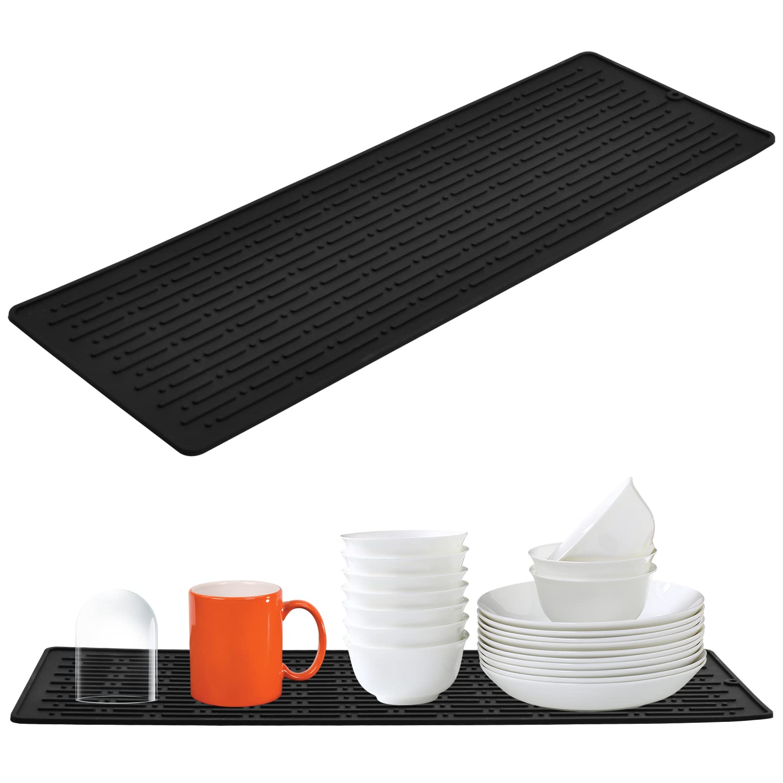 Duozoanz Tapis égouttoir étroit Silicone Organisateur - D'égouttoir Porte Savon Séchage