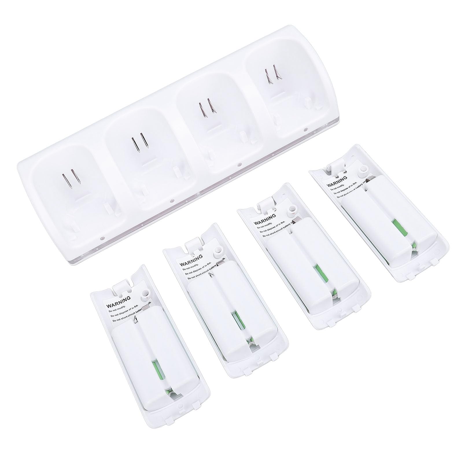 Generic Station de charge 4 en 1 pour télécommande avec 4 piles rechargeables de 2800 mAh, voyants LED, pour station de charge de batterie avec télécommande (blanc)