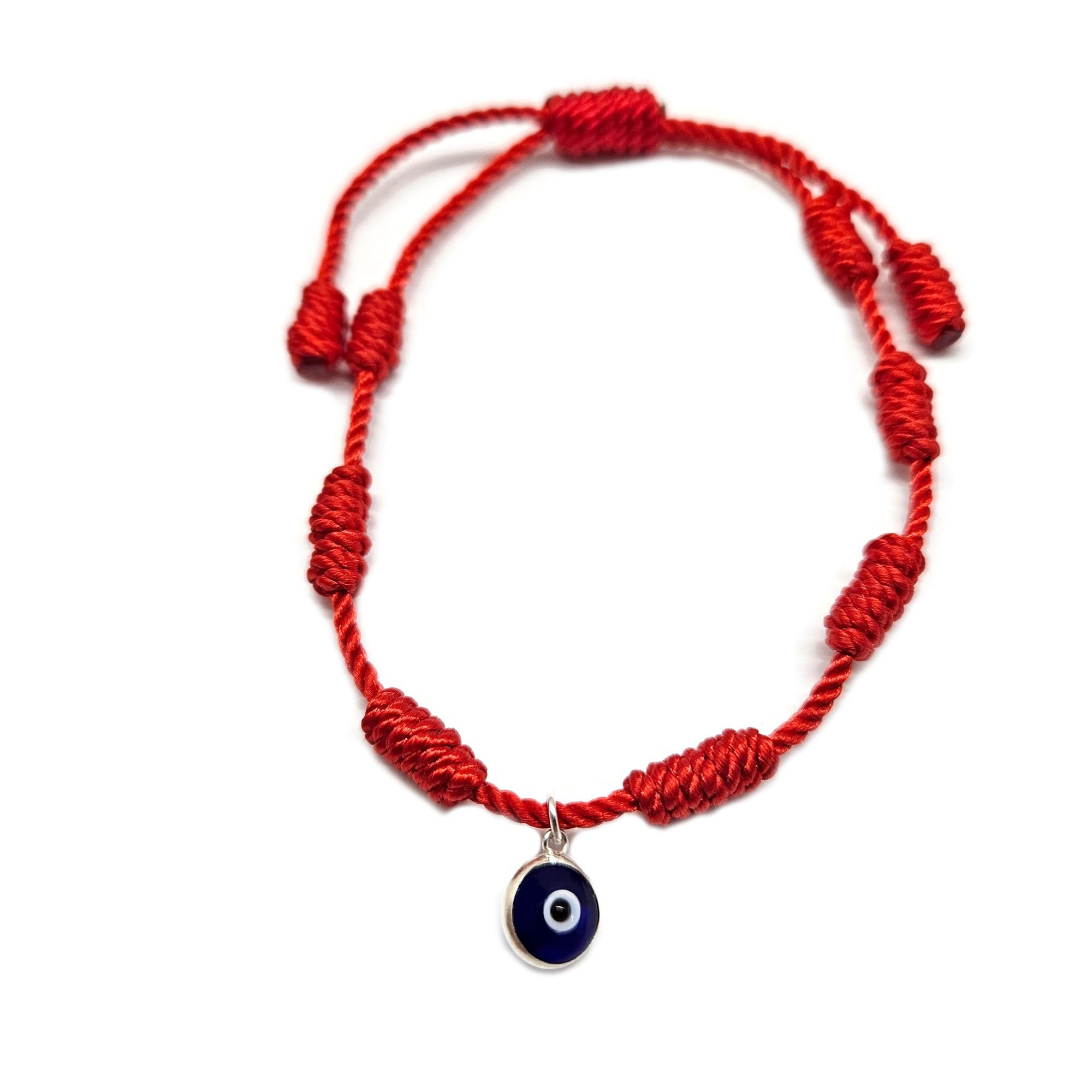 MYSTIC JEWELS By Dalia - Pulsera 7 nudos Roja con Amuleto - ajustable - protección de mal de ojo, buena suerte - para Mujer y Hombre