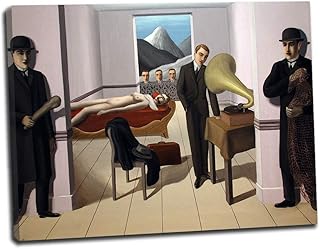 Rene Magritte Foto Canvas Quadro,Decorazioni Pareti,Stampe Su Tela,Quadri Su Tela,Canvas Quadri Moderni Soggiorno,Pronto Da Appendere 《Assassino minacciato》50x65cm(20x26inch)Incorniciato