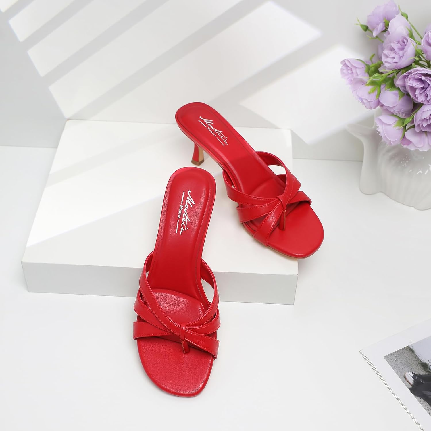 Mostrin Kitten Heels for Women Pointed Toe Vintage Mules Heels Sexy Slip on Stiletto Backless Sandals for Party Wedding Daily - Image 6