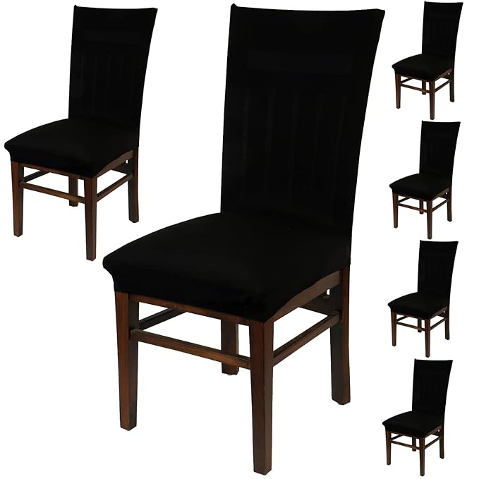 HOKIPO Dining Table Chair Cover 6 Seater Elastic Slipcovers Seat Protector (AR-4075-D11*6)