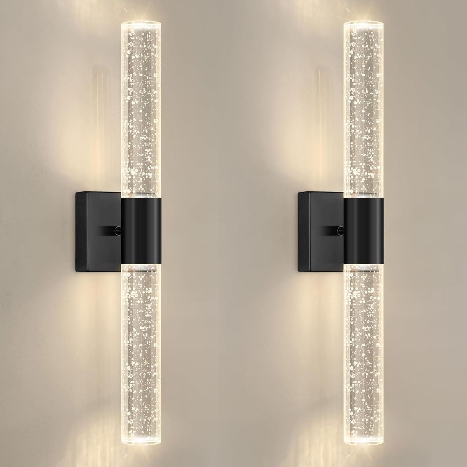Zlgubay Black Battery Operated Wall Sconce Set Of Two, Rechargeable Modern Crystal Dimmable Led Wireless Wall Lights, For Bedroom Living Room Hallway Vanity Light Fixtures