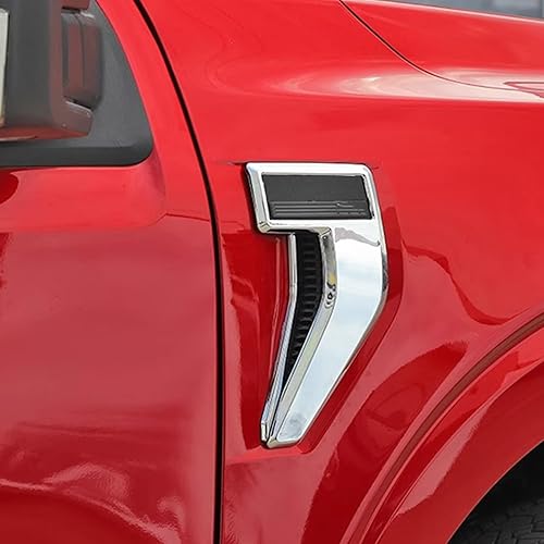 Miniatura 3 de Accesorios exteriores de automóvil aptos para Ford F150 F-150 2021 2022 2023 Ventilación lateral para guardabarros, 4 unidades, cromadas
