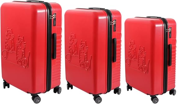 Biggdesign Cats Red 3-Piece Suitcase set