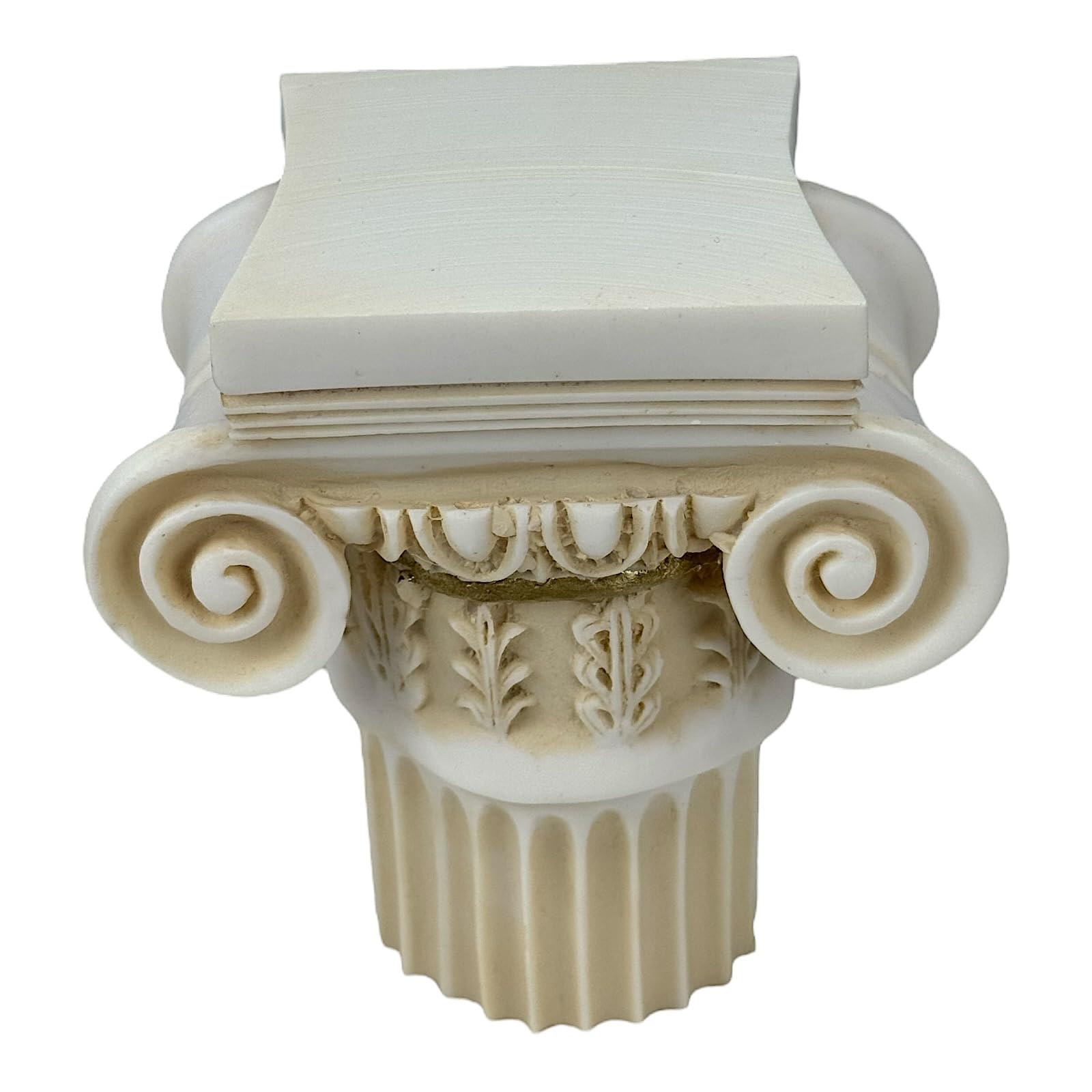 Piedistallo a colonna ionica – Scultura in marmo greco fuso a mano con accenti dorati