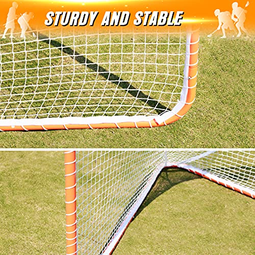 Metal 6\'x6\' Lacrosse Goal for Youth & Kids | Backyard Training & Practice | Orange - Thumbnail 6