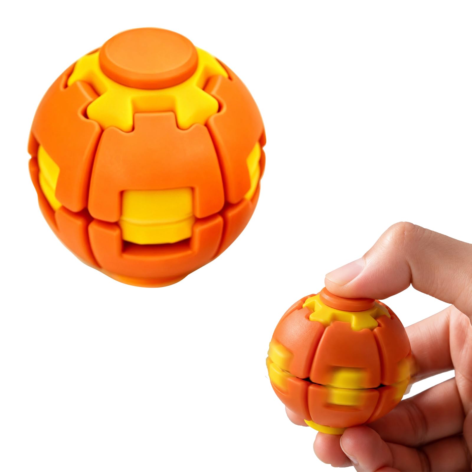 Push to Spin Fidget Stress Ball, 2 in 1 Press & Auto Rotate Decompression Toy, Dual Form Freely Switchable