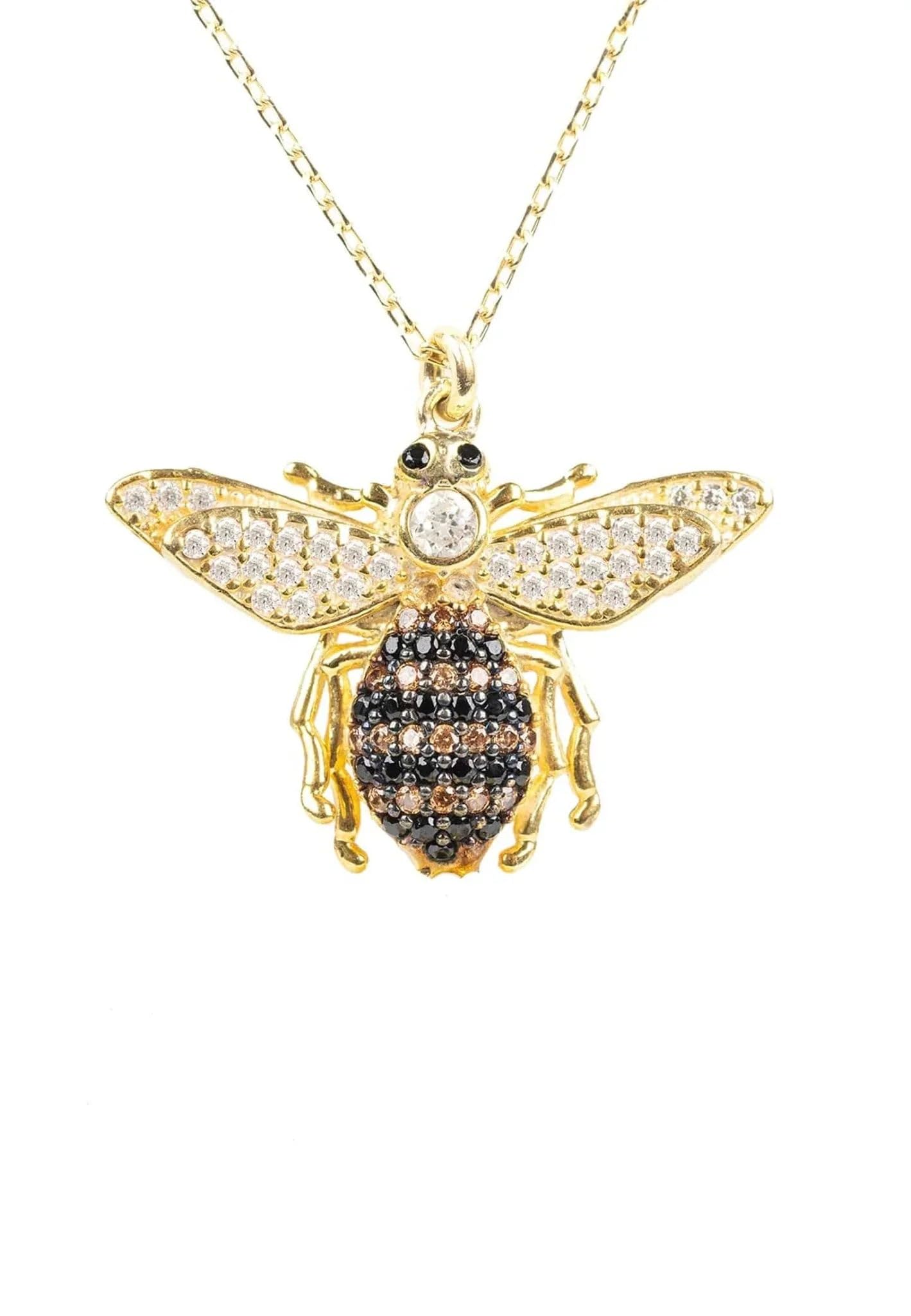 LATELITA Honey Bee Pendant Necklace in Gold (Adjustable 40-45cm)