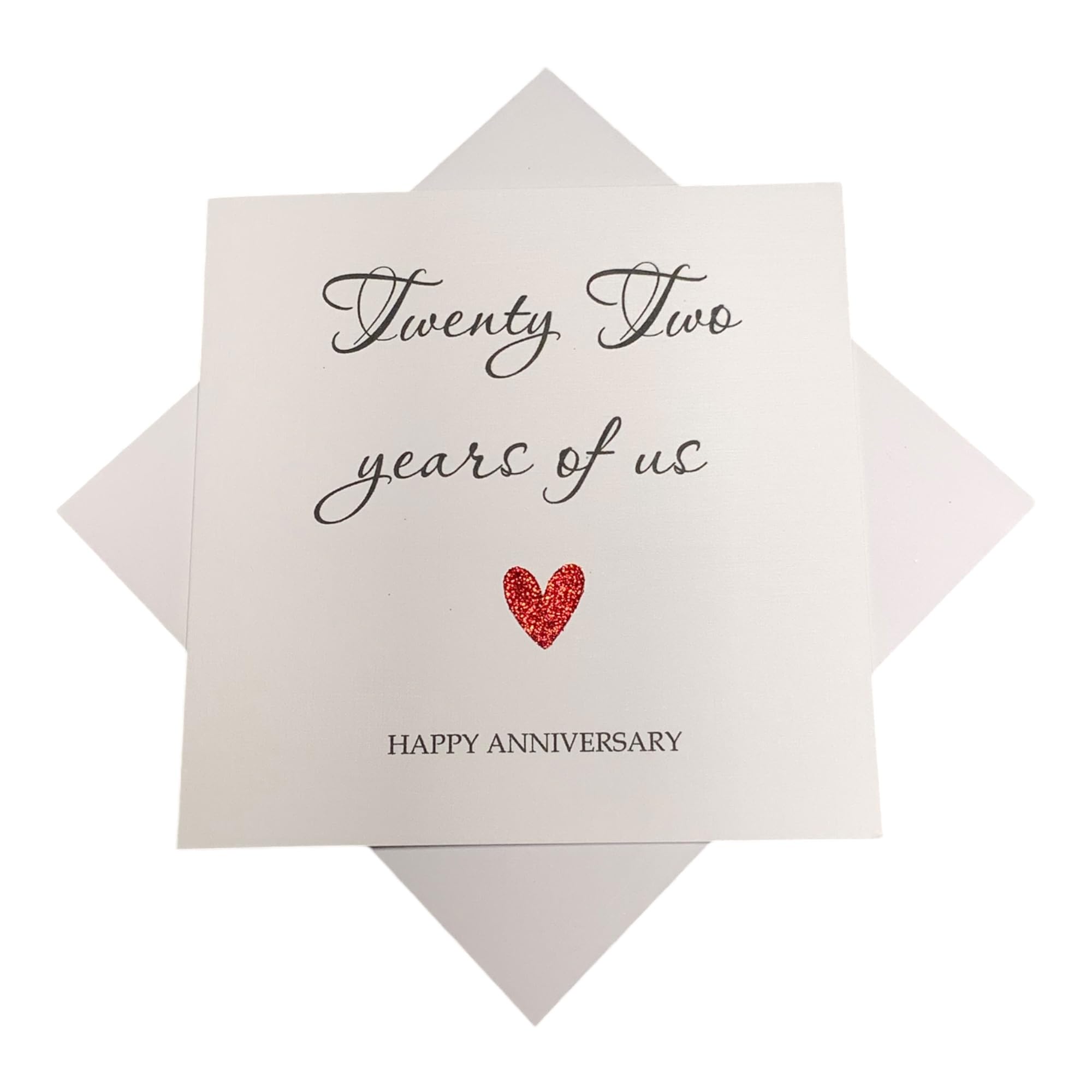 22nd Wedding Anniversary Card - Copper 22 Year Twenty Second Personalised Gift for Wife Husband Boyfriend Girlfriend Partner - Choose Glitter Heart - Various Designs (Year Of Us)