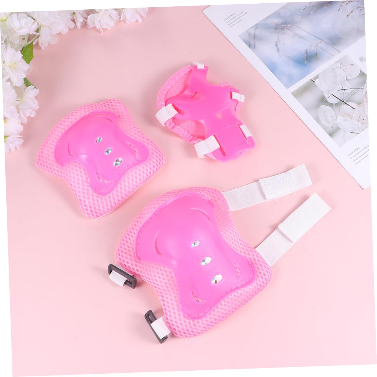 Gogogmee 1 Set Protective Gear Knee Pads Elbow Pads Wrist Guards for Roller Skating Lightweight for Outdoor Sports Pink