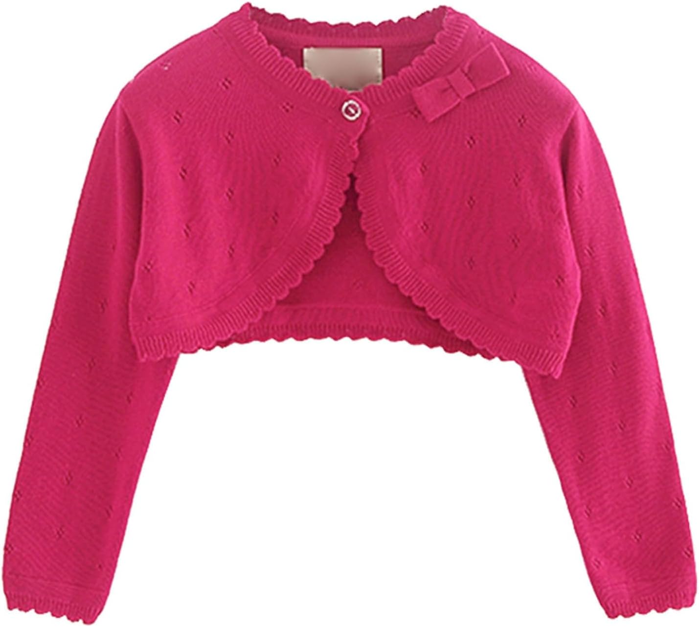 Toddler Baby Girls Long Sleeve Bolero Cardigan Knitted Shrug Button Lace Cropped Sweaters Tops Girls Sweatshirt