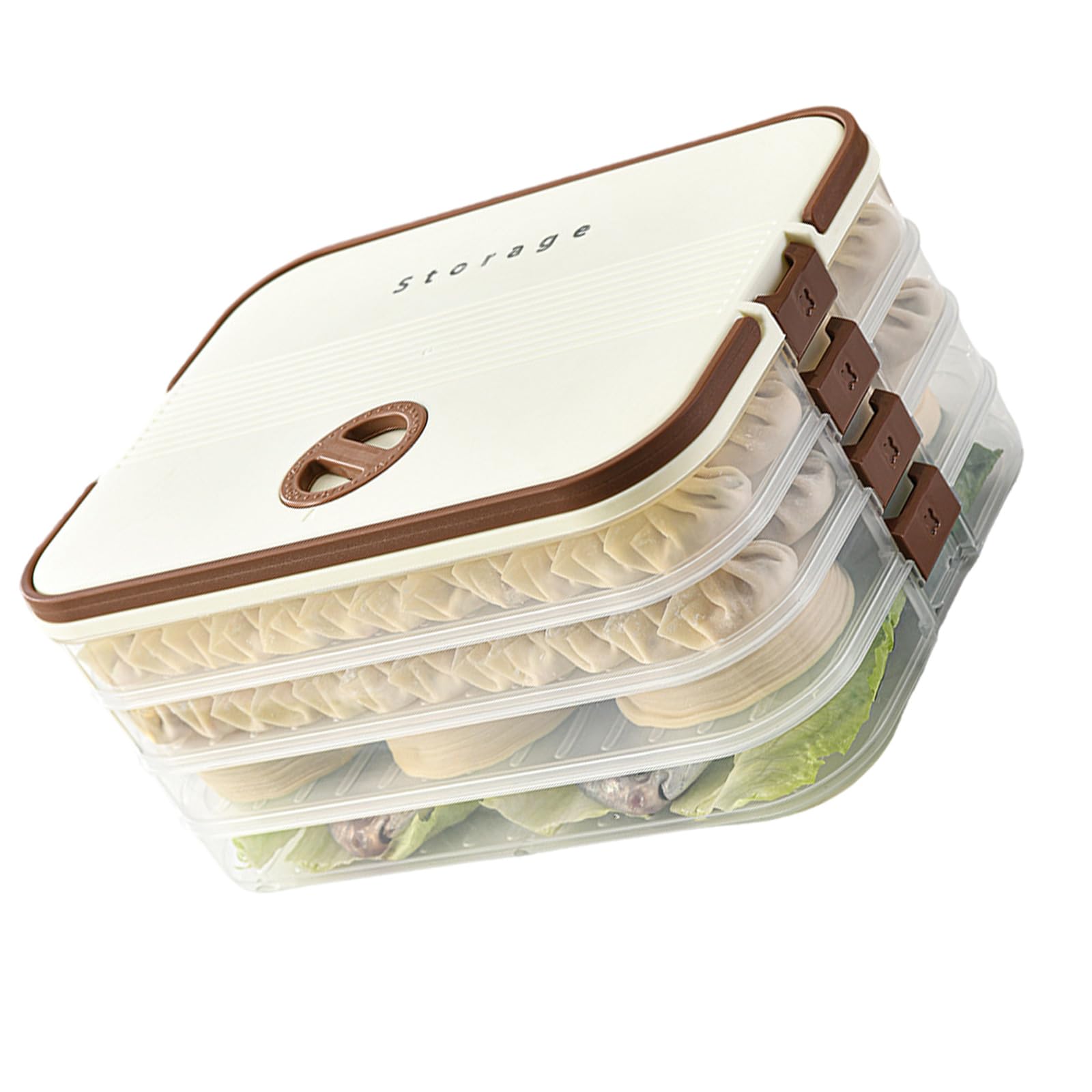 Jazuaiao Clear Dumpling and Wonton Storage Box Stackable Freezer Container with Divided Compartments for Easy Organization Stackable Food Organizers
