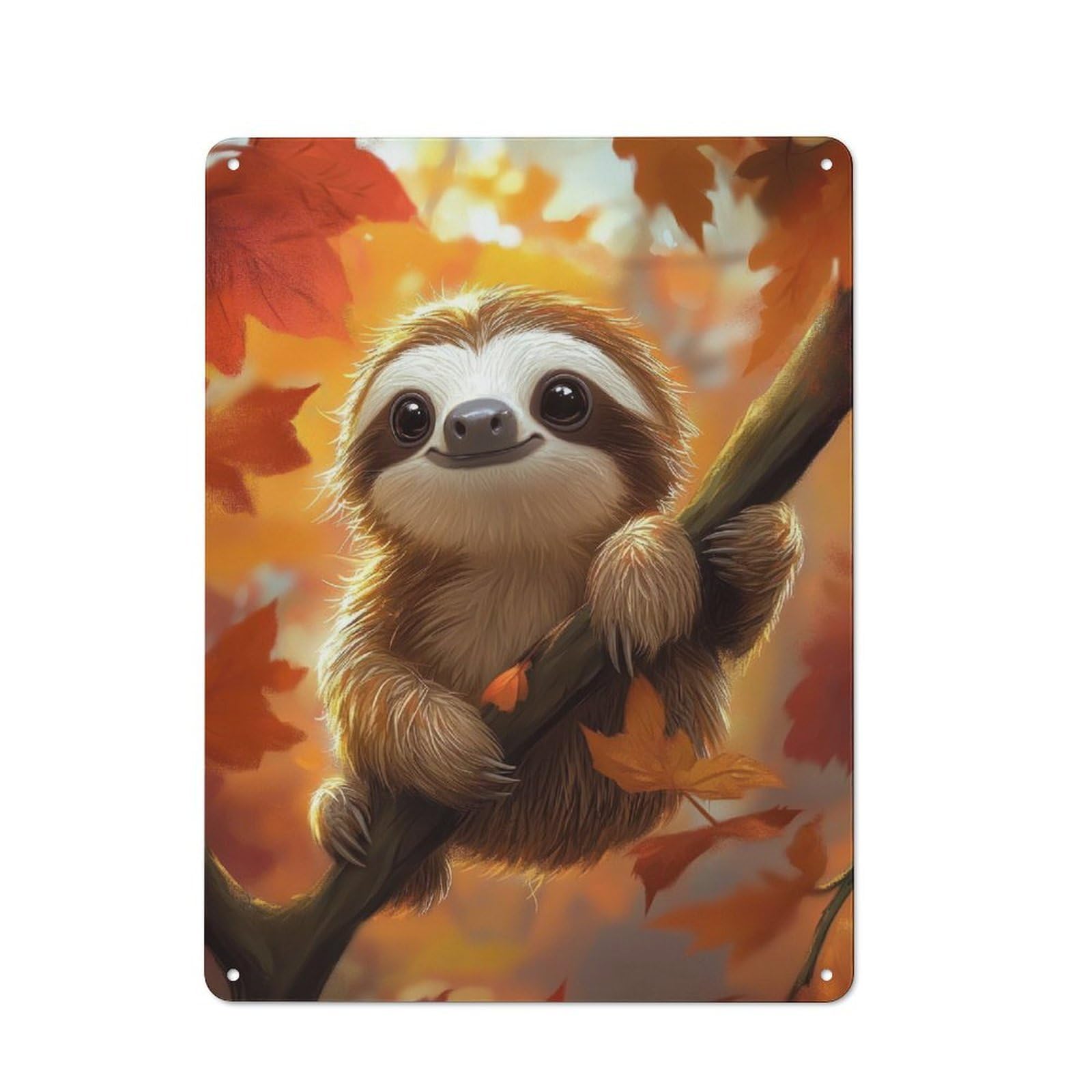 Junmoney Cute Sloth In Autumn Vintage Tin Sign 40X30cm With For Man Cave Or Games Room, For Games Room Collectors