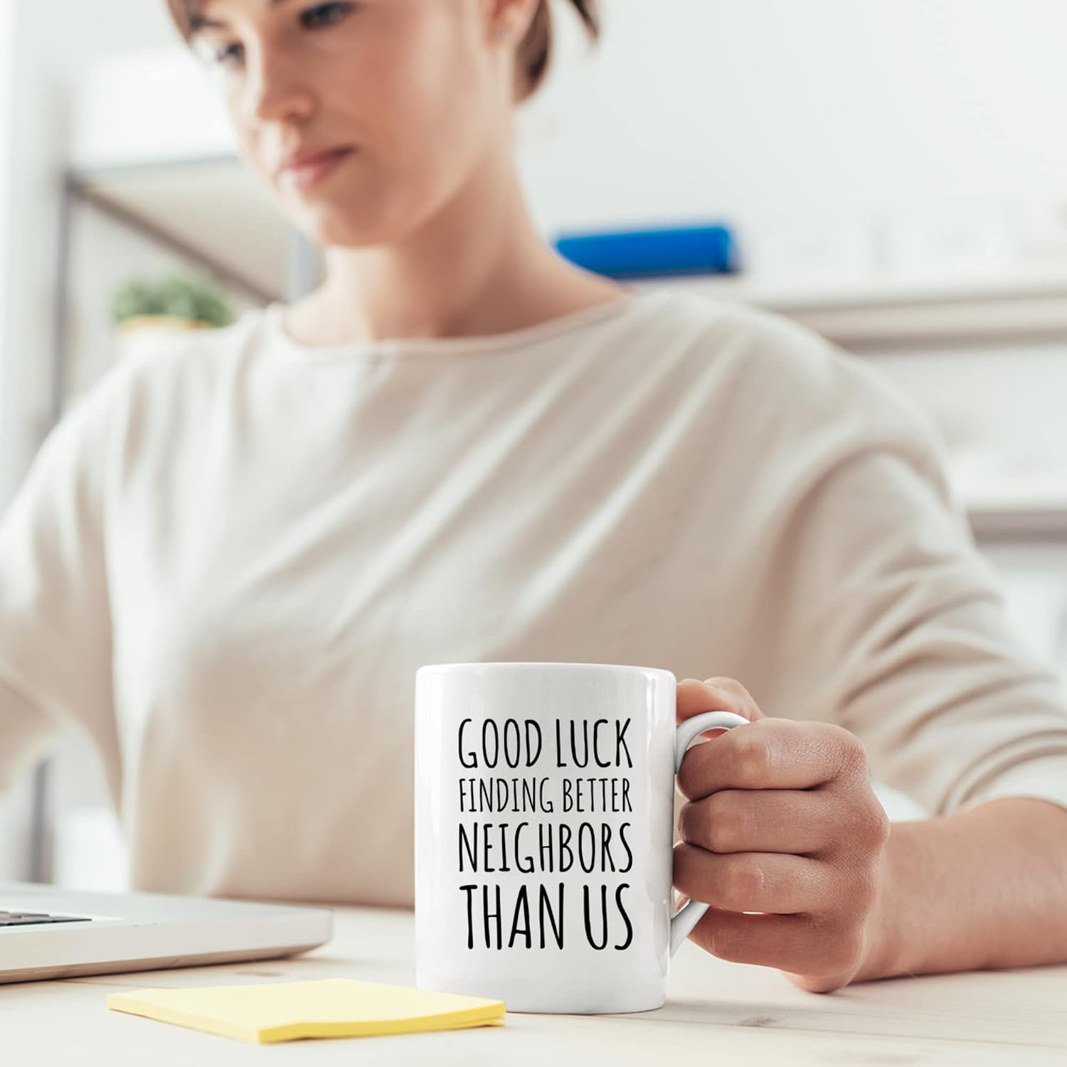 Panvola Good Luck Finding Better Neighbors Than Us Coffee Mug Neighbor Gifts Moving Away Gifts Farewell Goodbye Funny Coworker Neighborhood Retirement Ceramic Cup (11 oz, White) - Image 4