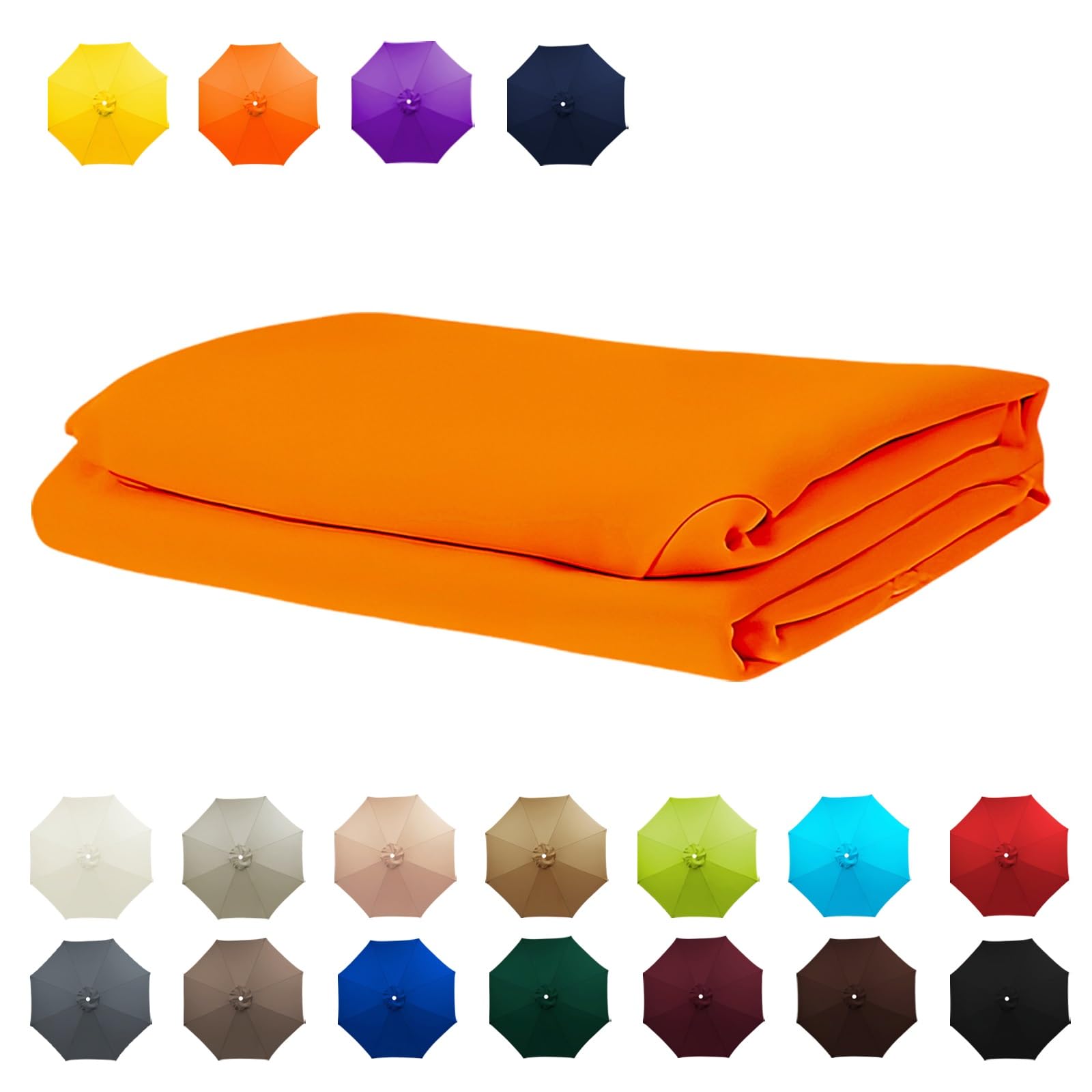 Replacement Umbrella Canopy, 6 Arms/8 Arms replacement parasol cover, Replacement Strong & Thick Umbrella Canopy, Market Umbrella Top, Outdoor Table Umbrella Cover Standby(Orange,10FT/3.0M-8Ribs)
