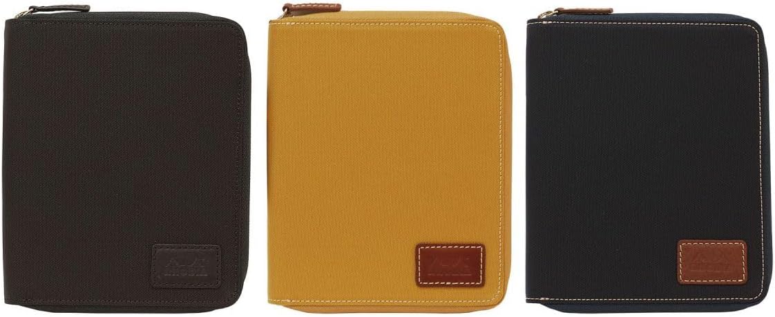 Rhodia RHODIA cf13robk Notepad, Round Zip Case, No. 13 (A6), Black, Block Rodia No. 13, Orange Included, 80 Sheets, 0.2 inch (5 mm) Grids