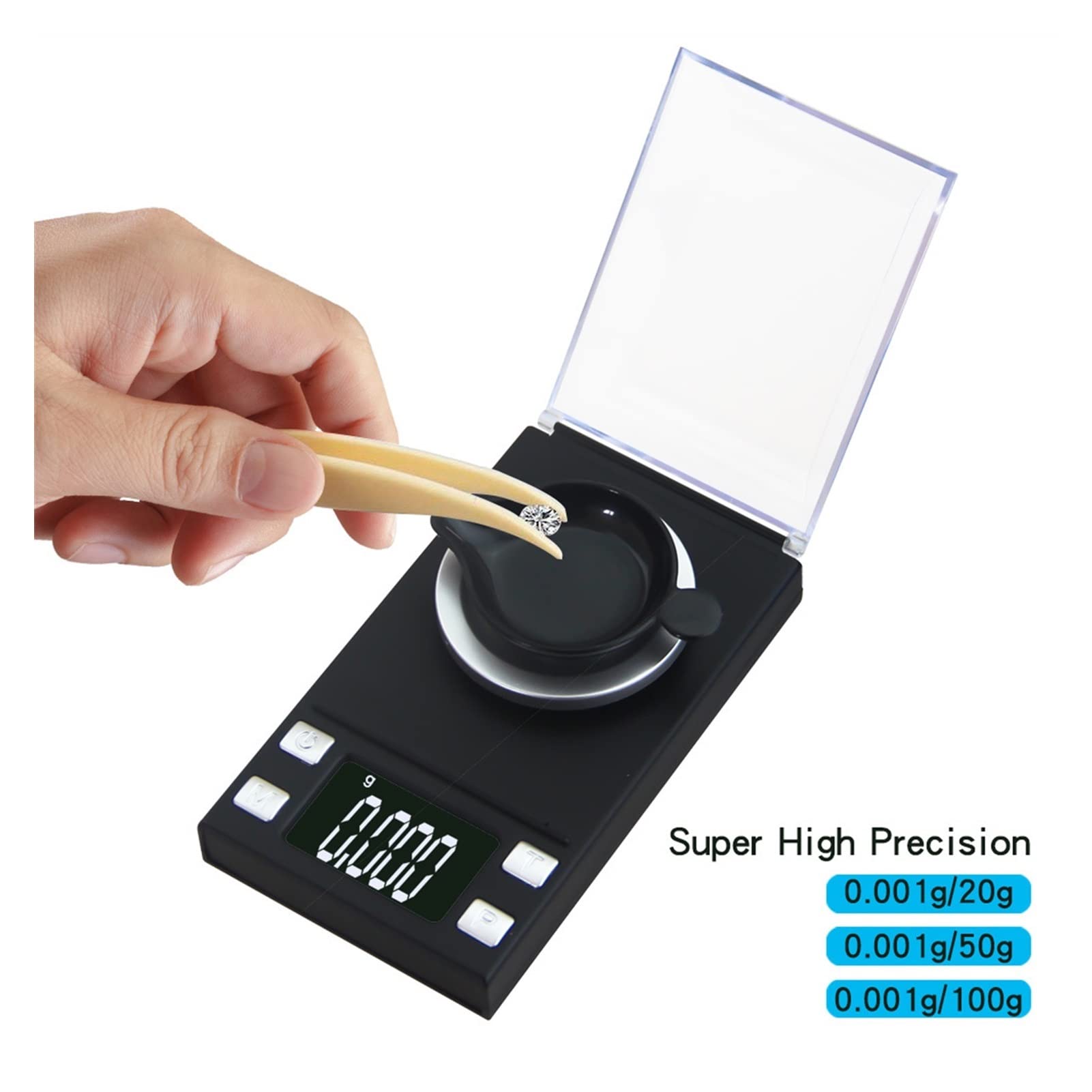 Báscula De Cocina Balanza De Precisión, Báscula Digital Electrónica, Alta Precisión, Adecuada para Laboratorio, Pesaje De Medicamentos, Pesaje De Joyas, Mini Báscula Port,