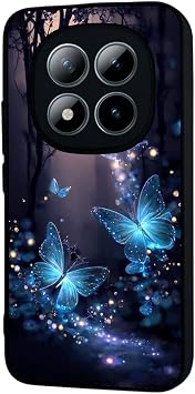 Xiaomi Redmi Note 15 Pro ile Uyumlu Kelebek Desenli, Mat Siyah, Yumuşak Silikon, Şok Emici Koruyucu Kılıf