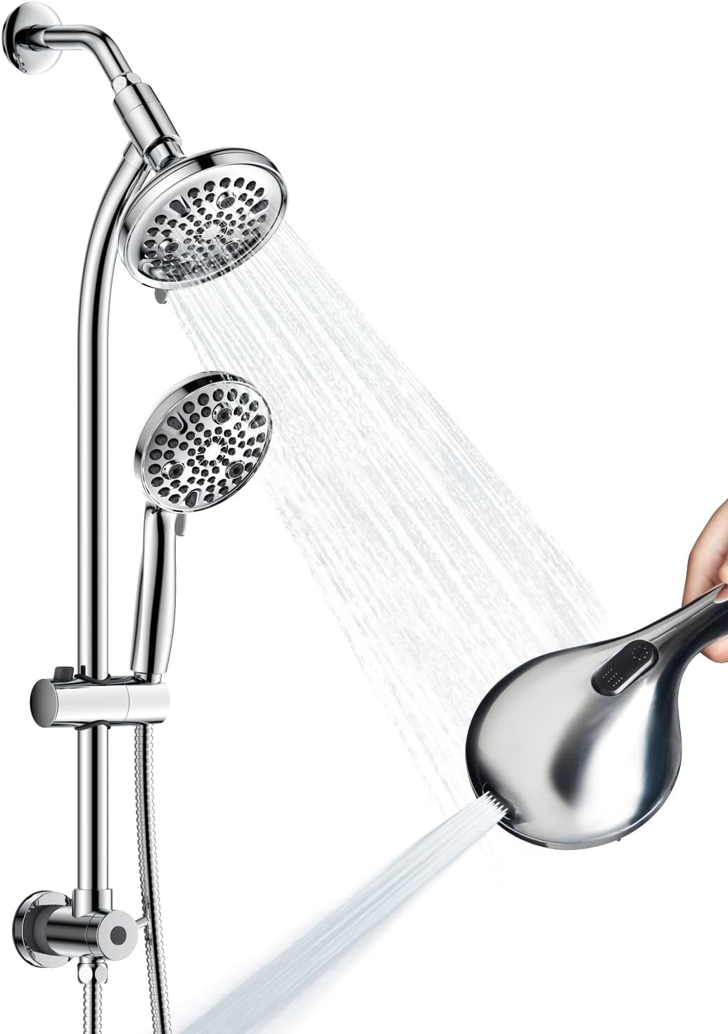 Waterpik Slide Rail Hand Held Shower Head Chrome Height Select with