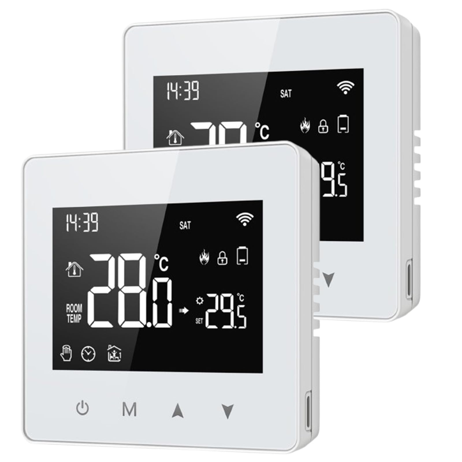 per TUYA Termostato WiFi a Batteria- Termostato Intelligente Programmabile a Batteria, Controllo Remoto per Smart Life, Compatibile con per Alexa e per Home, Bianco (2 PACCHI)