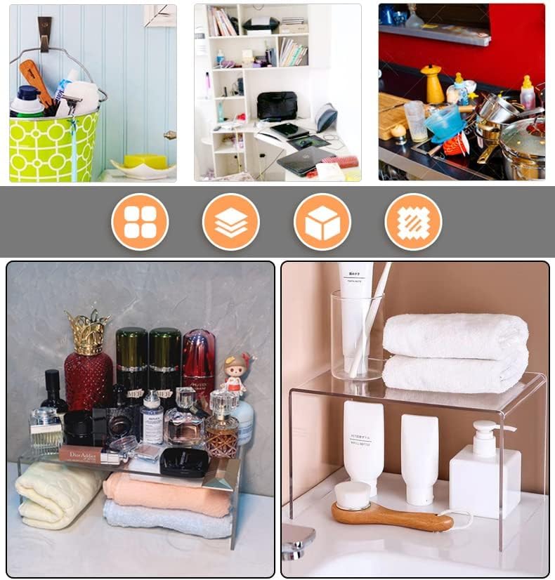 Miniatura 5 de MerryNine 6 elevadores acrílicos transparentes, soporte de exhibición de plástico, soporte transparente para cupcakes, figuras, cosméticos,