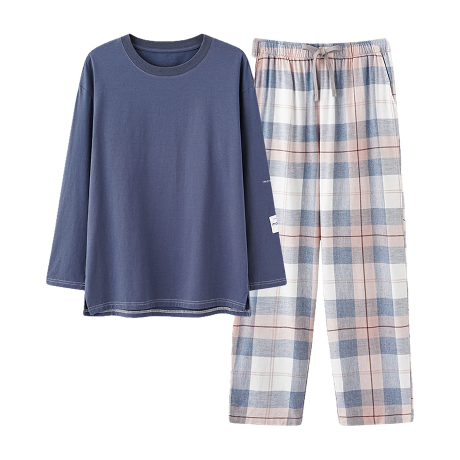 Pigiama Pigiama Uomo Primavera E Autunno Cotone A Maniche Lunghe Sottili Casual Casual da Due Pezzi Allentati di Grandi Dimensioni