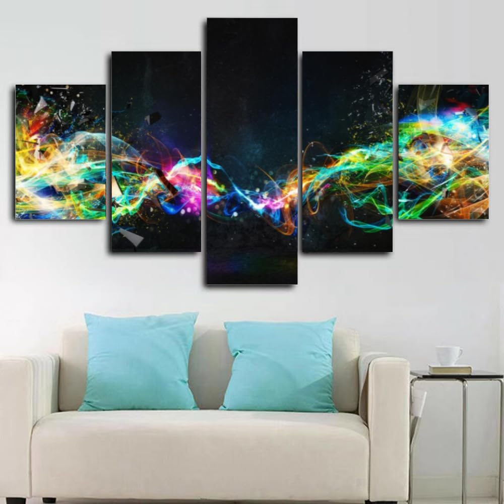 poster 5 pezzi graffiti astratti 5 Pezzi di Tela,5 Pannelli Wall Art Poster,Moderno Canvas,5 Pannelli Quadro su Tela,Quadri Moderni Stampa di Immagini musica elettronica,Decorazioni casa 150x80cm